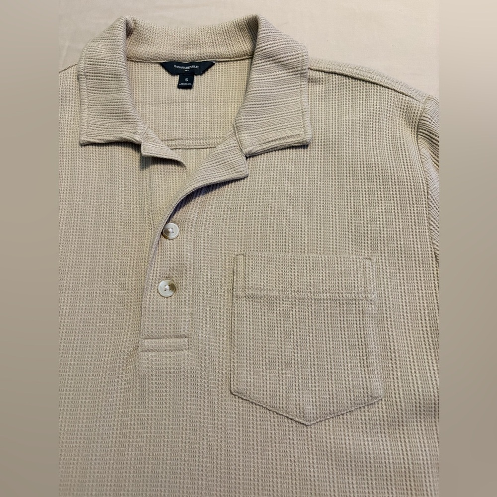 Banana Republic Textured Tan Polo Shirt